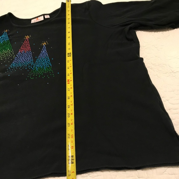 QF black holiday 3/4 sleeve top with 3 ombréd Christmas trees — sparkly! (2X) - Picture 13 of 16